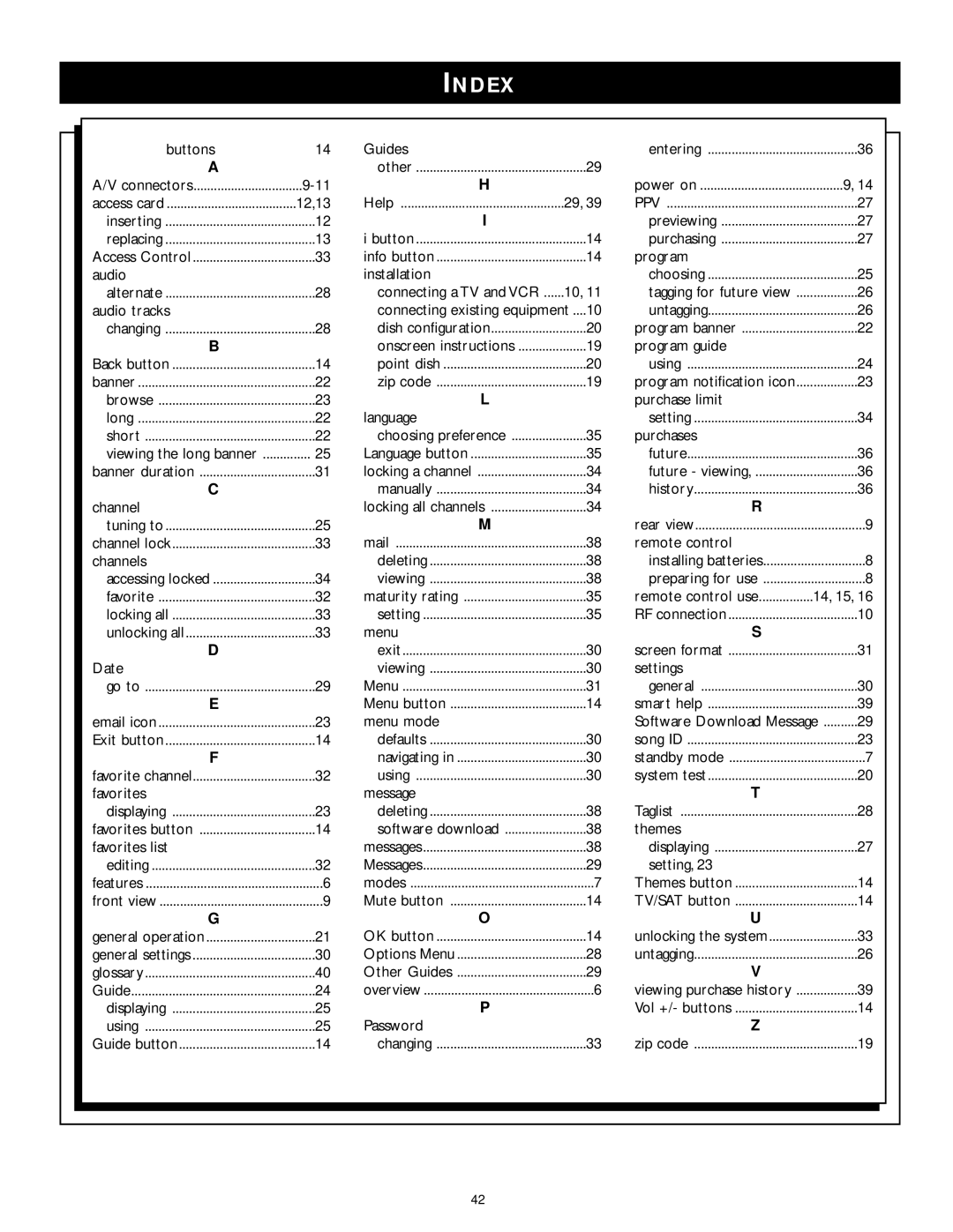 Philips DSX 5353, DSX 5375, DSX 5150 user manual Index 