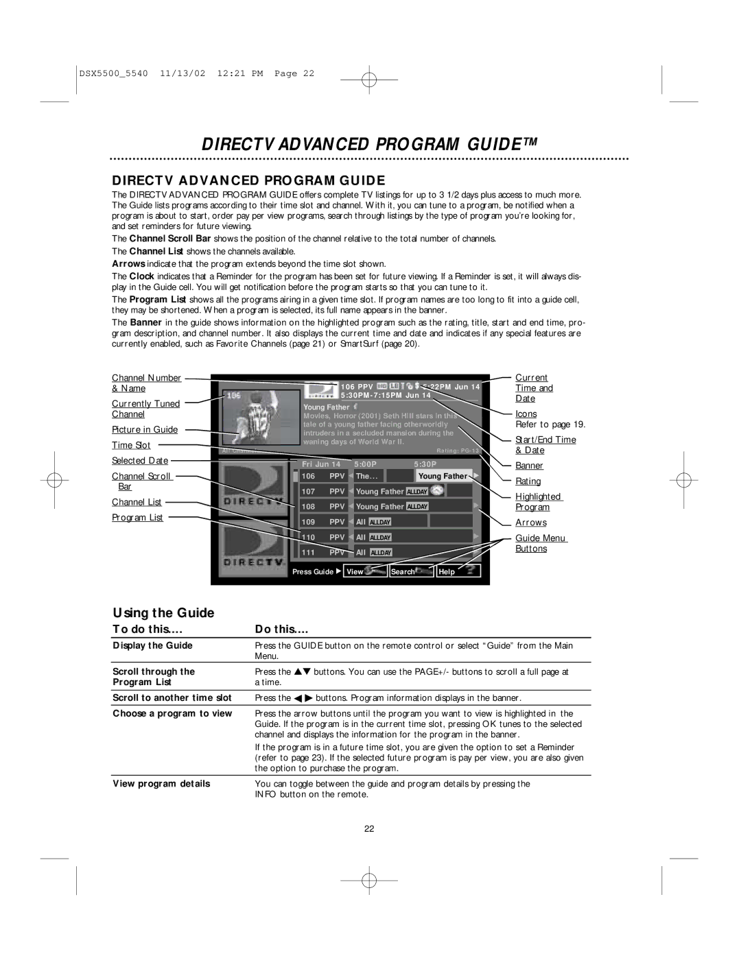 Philips DSX 5540, DSX 5500 user manual Using the Guide 