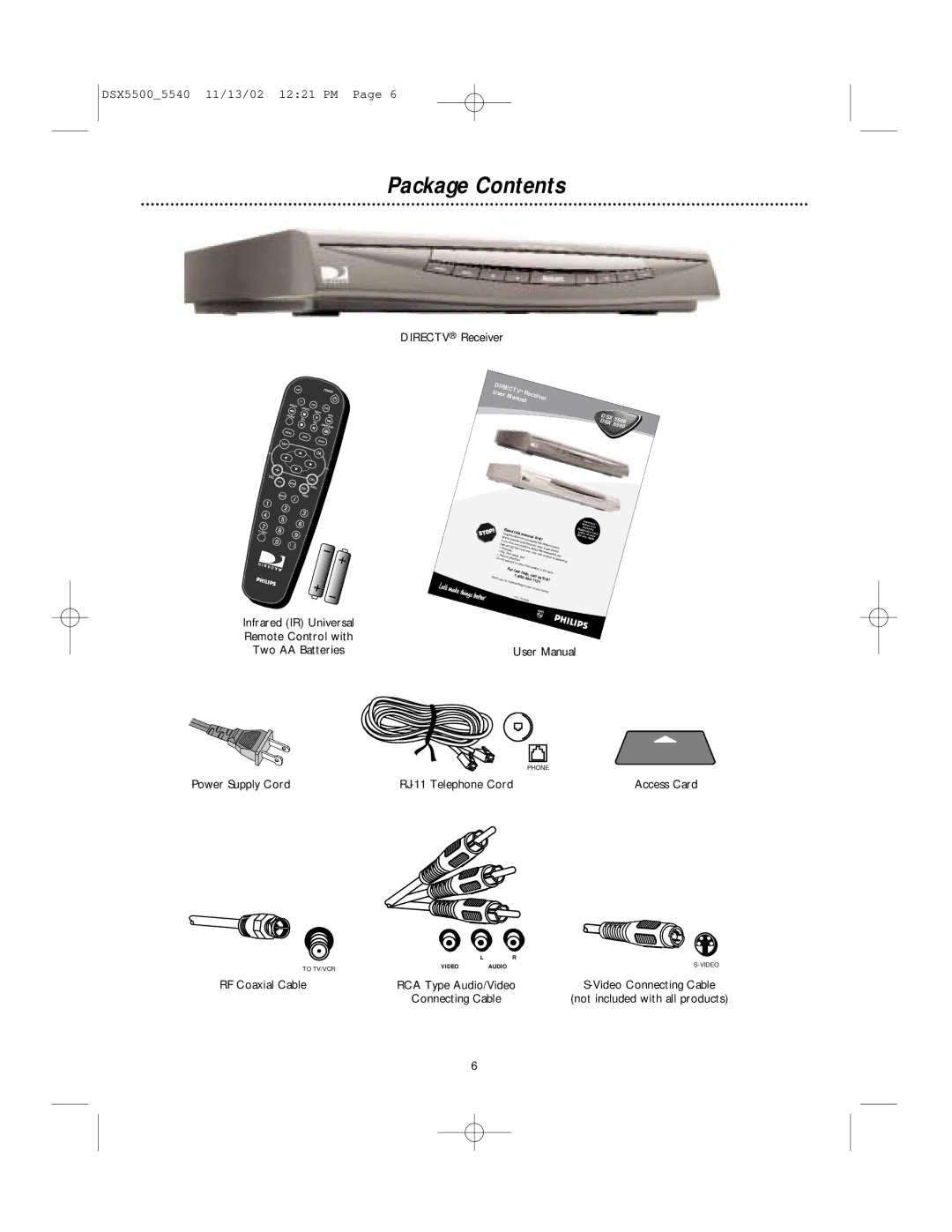 Philips DSX 5540, DSX 5500 user manual Package Contents 