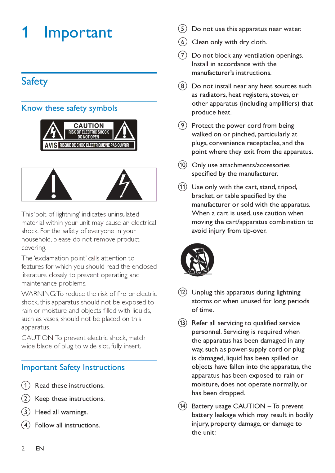 Philips DTB297 user manual Know these safety symbols, Important Safety Instructions 