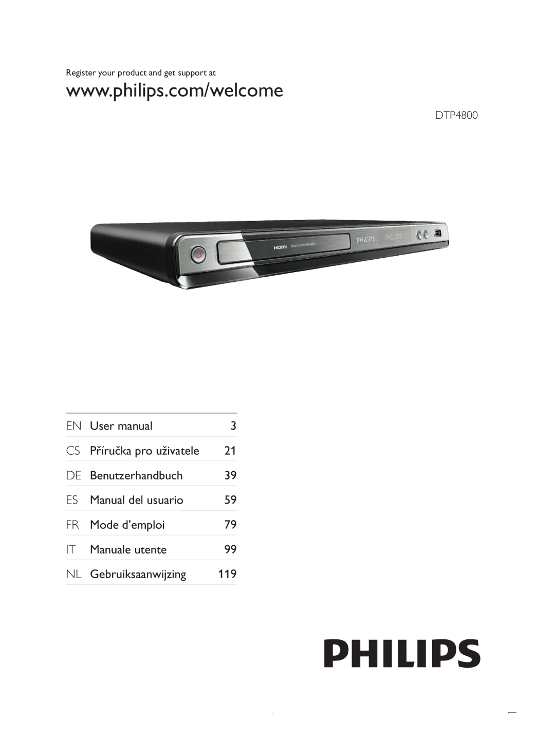 Philips DTP4800 user manual , Register your product and get support at, Heuxlnvddqzlmlqj 