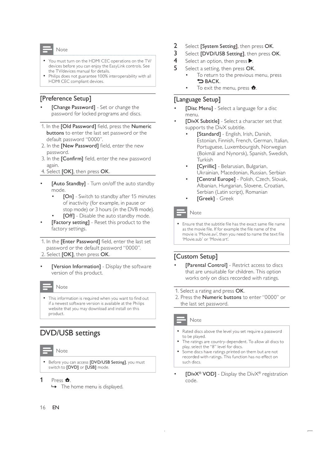 Philips DTP4800 user manual 86%VHWWLQJV, 3UHIHUHQFH6HWXS@, XVWRP6HWXS@ 