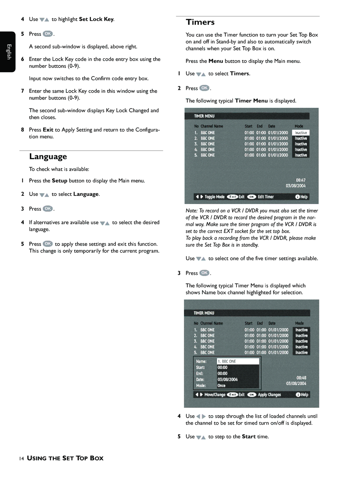 Philips DTR 100 manual Timers, Alsoset, OftheVCR/DVDRtorecordthe, SurethetimerpogramoftheVCR/DVDRis 