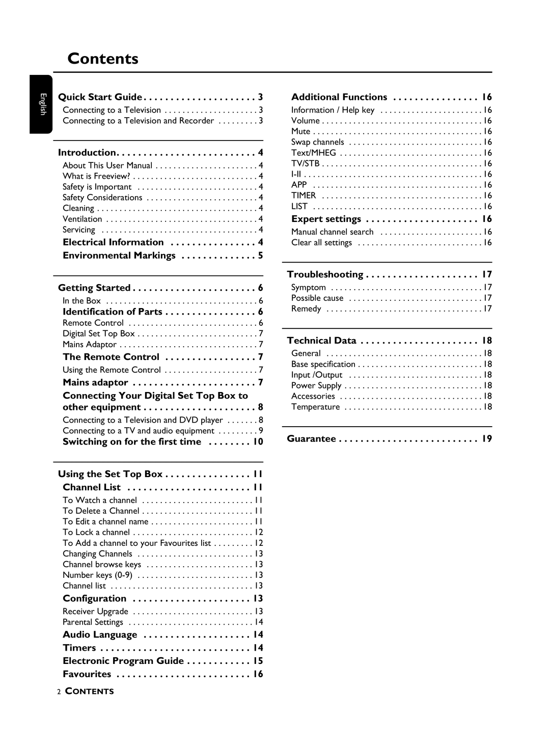 Philips DTR210 user manual Contents 