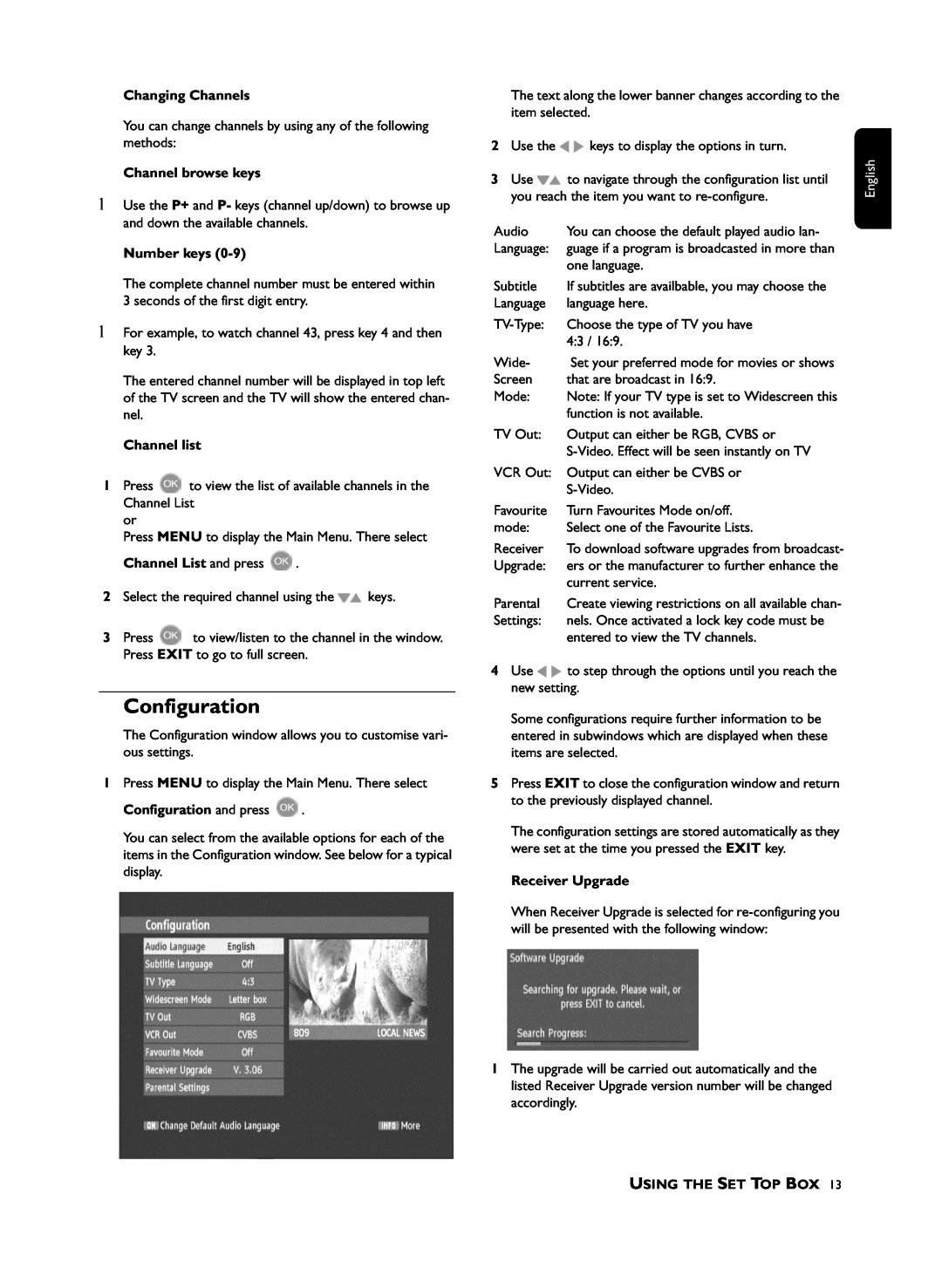 Philips DTR210 user manual Configuration, English 