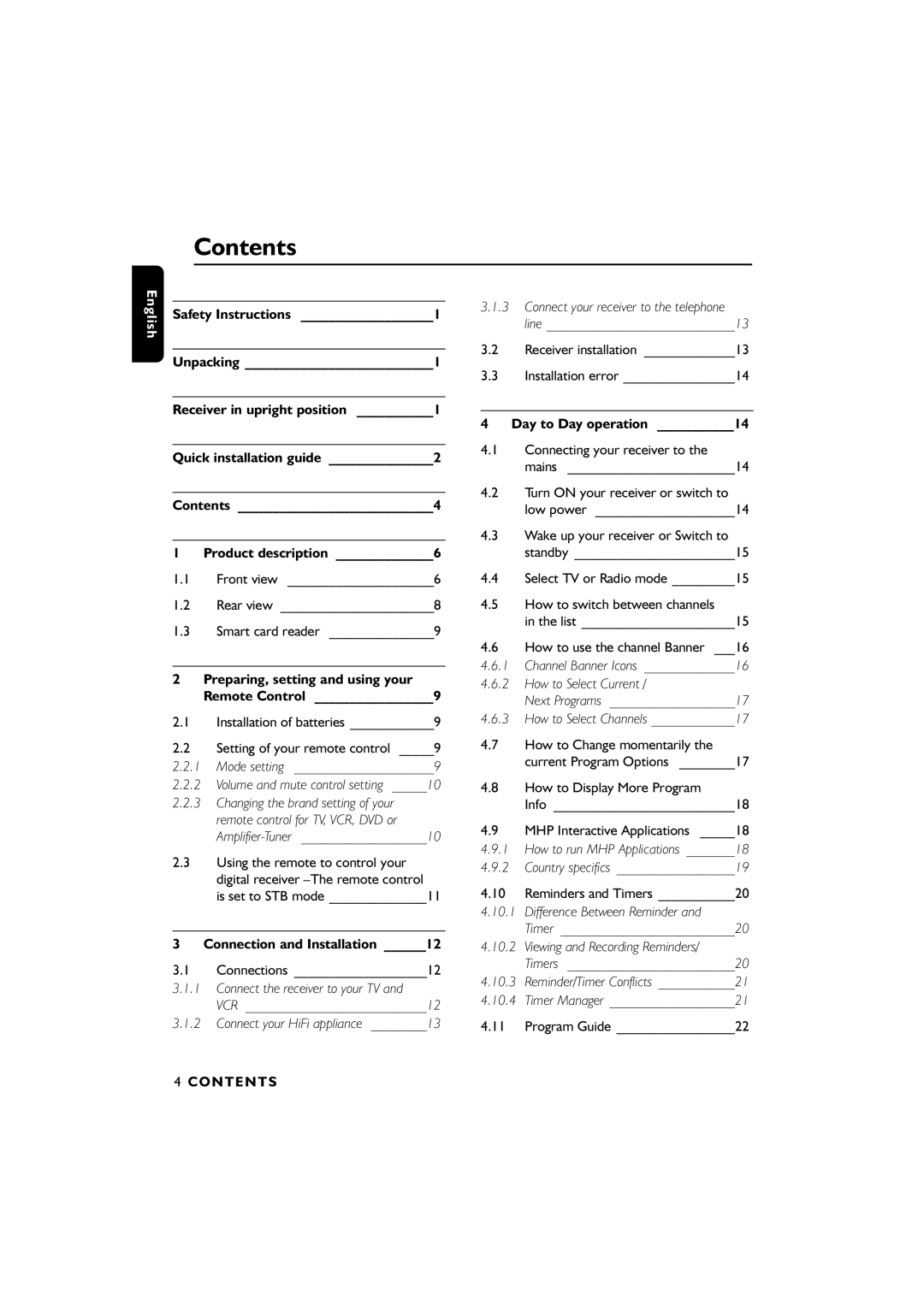 Philips DTR6610, 00 user manual Contents 