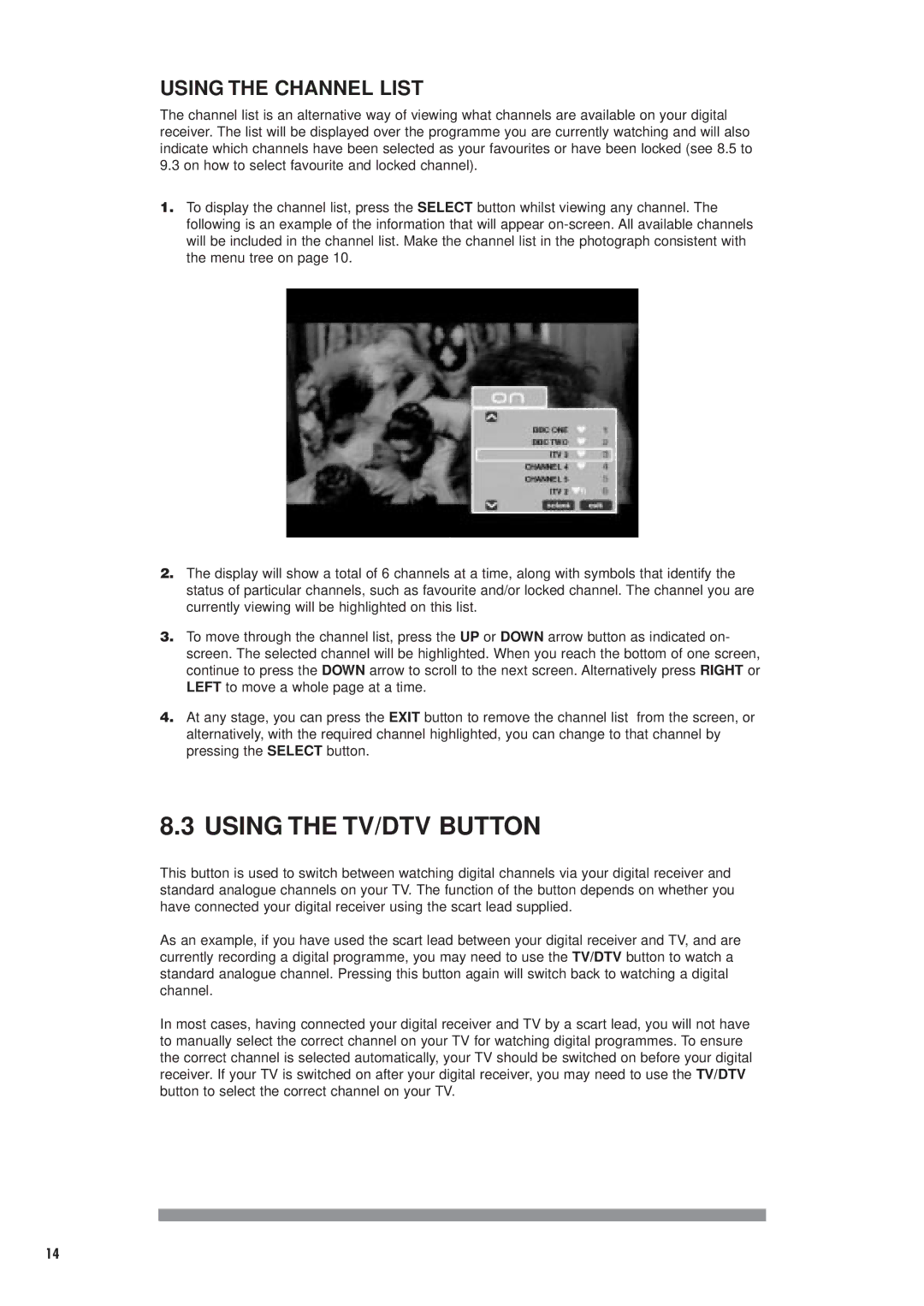 Philips DTX6372 user manual Using the TV/DTV Button, Using the Channel List 