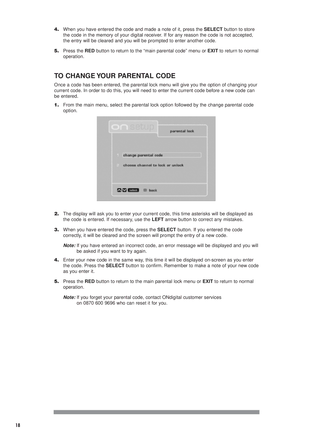 Philips DTX6372 user manual To Change Your Parental Code 