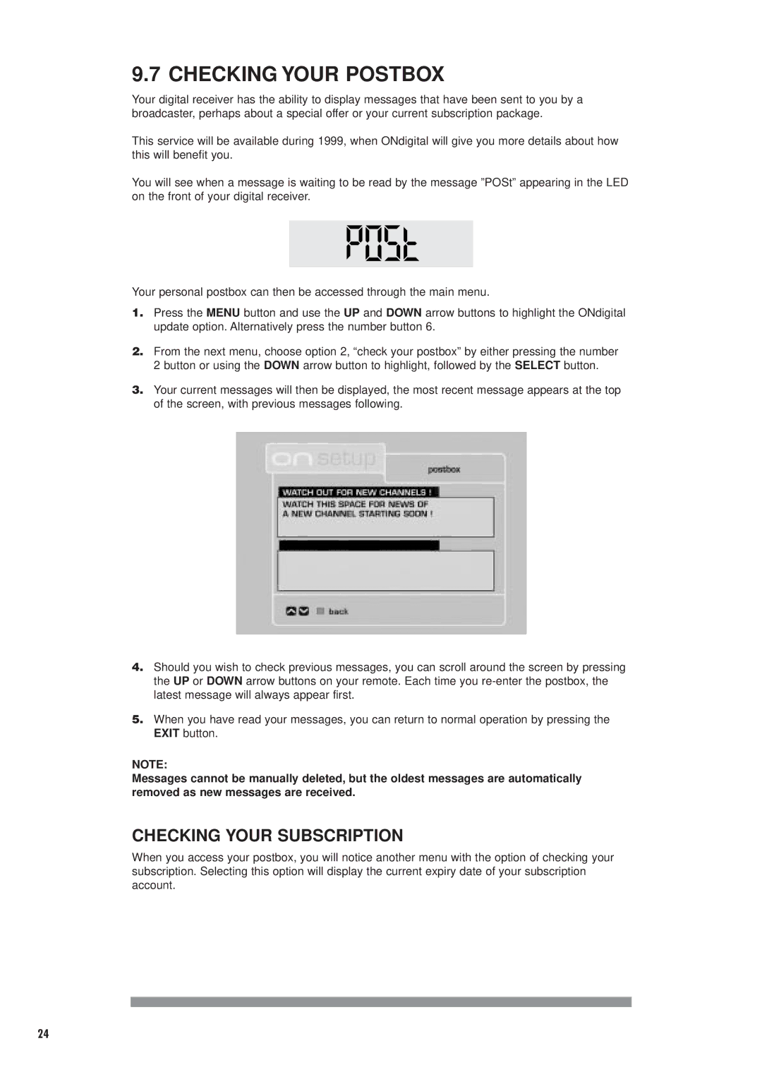 Philips DTX6372 user manual Checking Your Postbox, Checking Your Subscription 