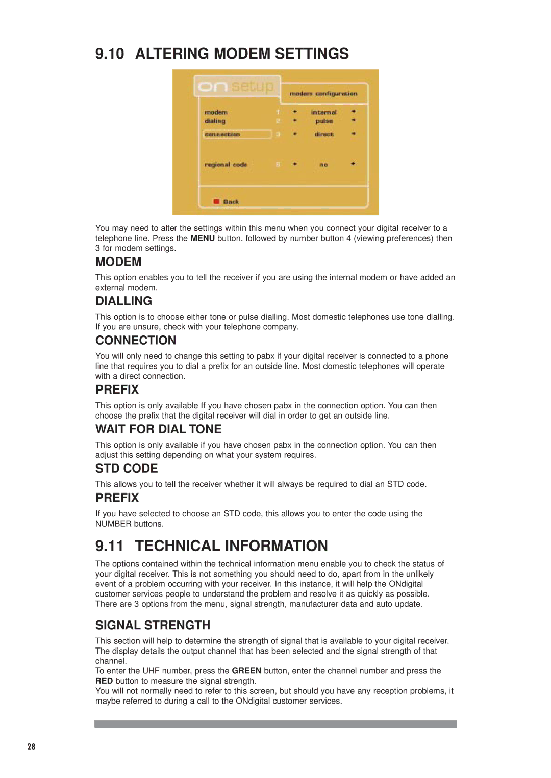 Philips DTX6372 user manual Altering Modem Settings, Technical Information 