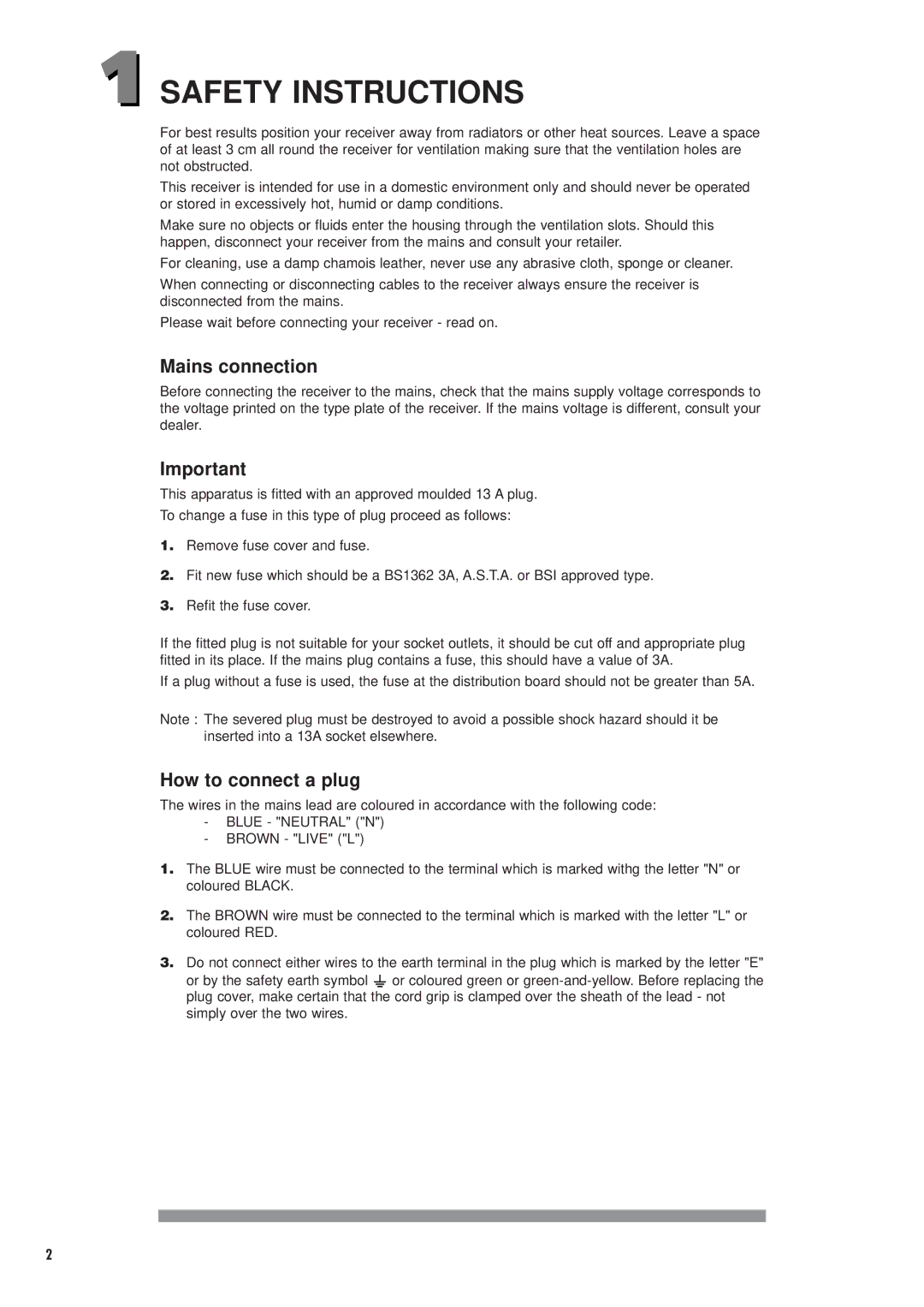 Philips DTX6372 user manual Safety Instructions, Mains connection 