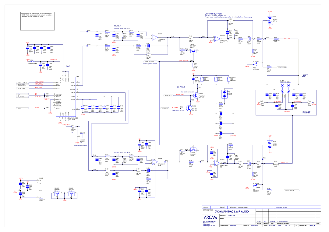 Philips service manual Left, Drawing Title DV29 Main DAC L & R Audio, Muting 