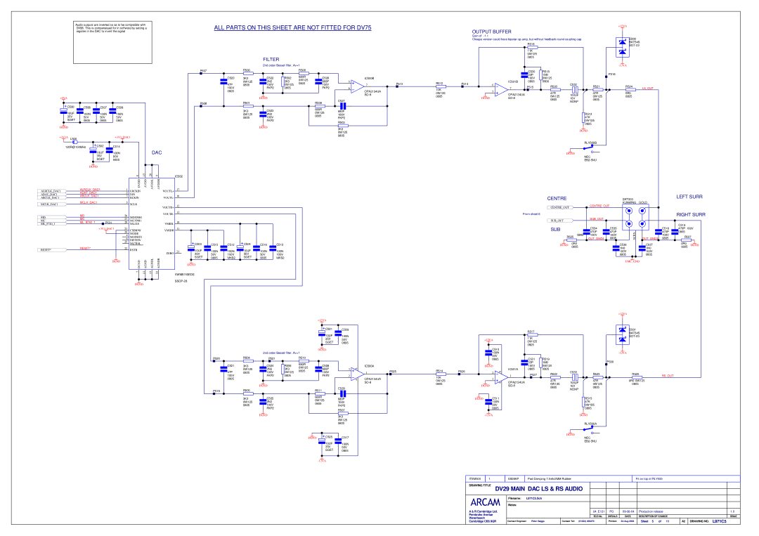 Philips service manual ALL Parts on this Sheet are not Fitted for DV75, DV29 Main DAC LS & RS Audio, L971C5 