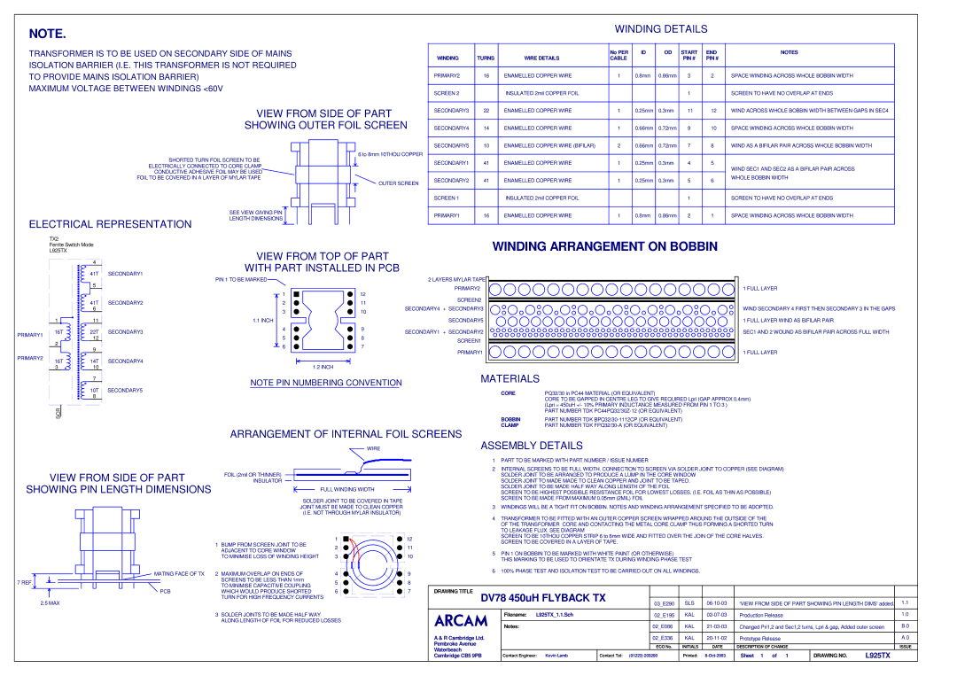 Philips DV29 service manual Filename L925TX1.1.Sch, Waterbeach Cambridge CB5 9PB, Sheet 1 