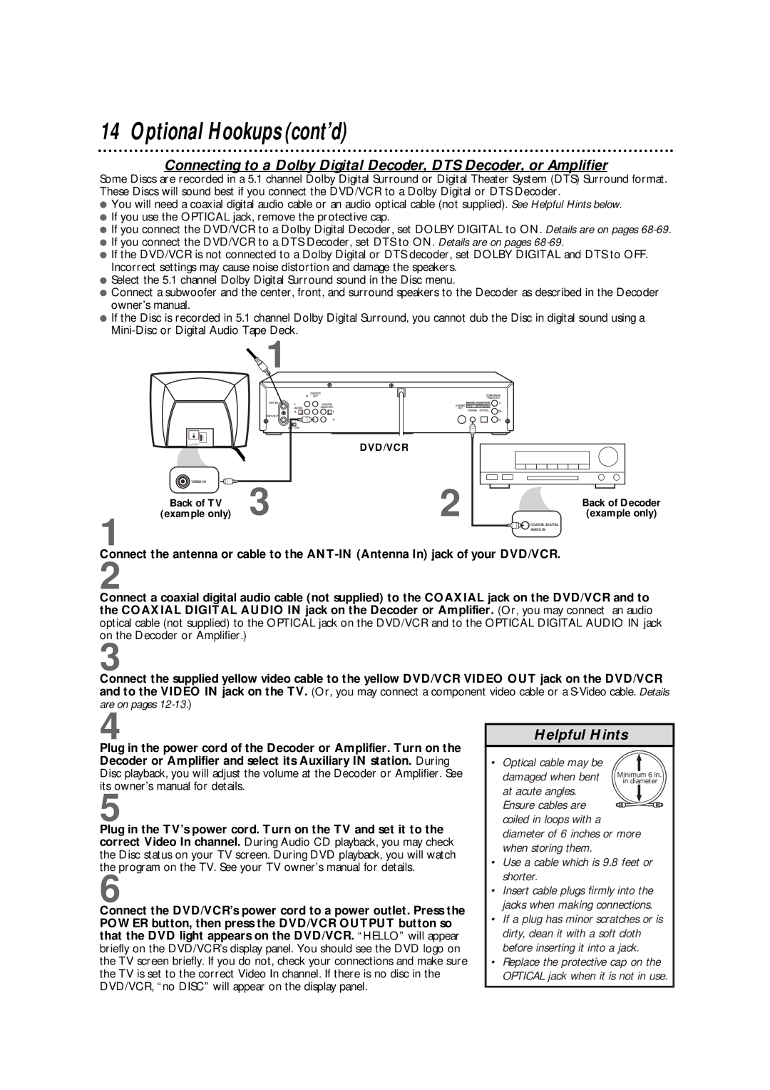 Philips DV900VHS01 warranty Helpful Hints 