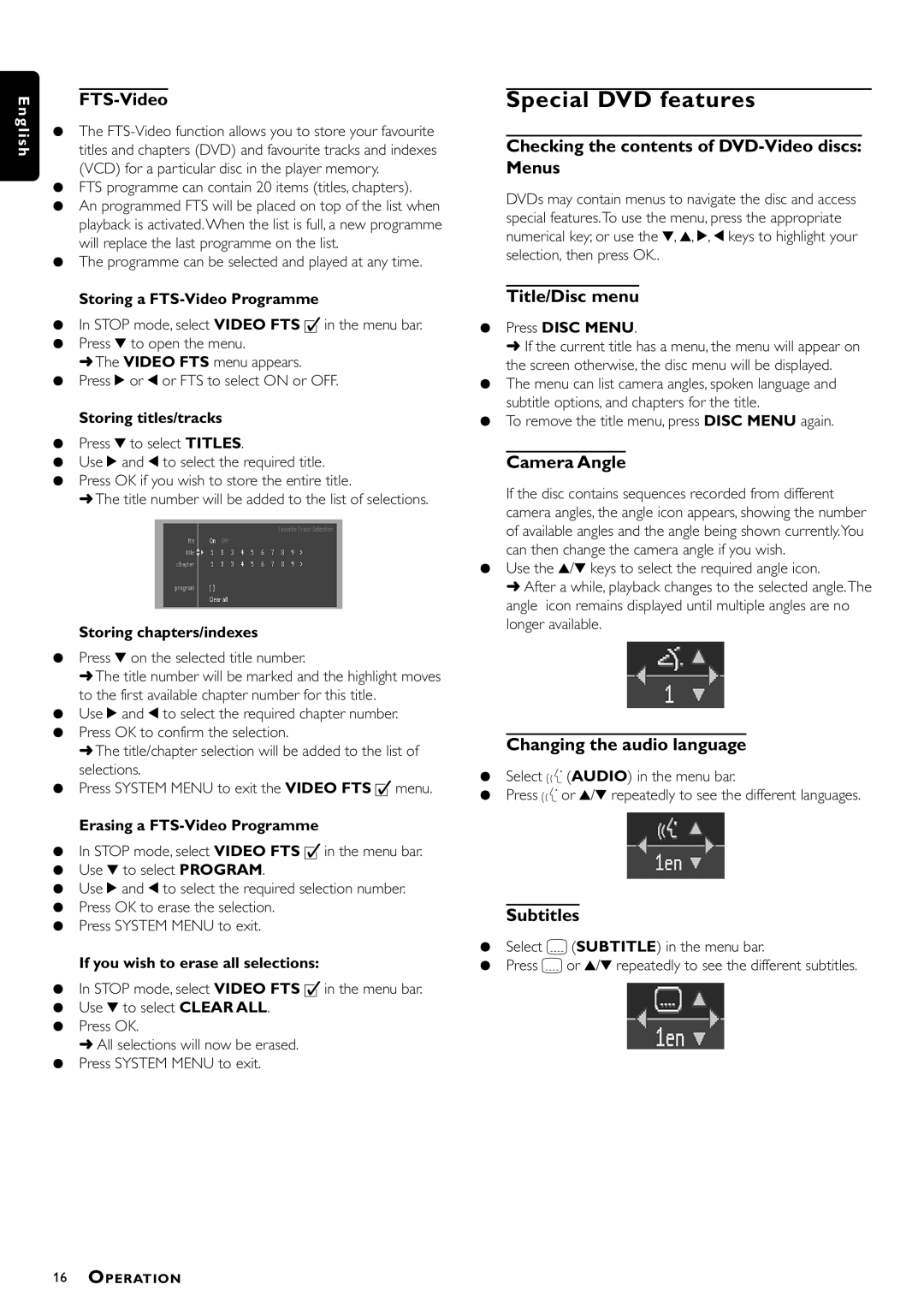 Philips DVD-612/022 manual Special DVD features 