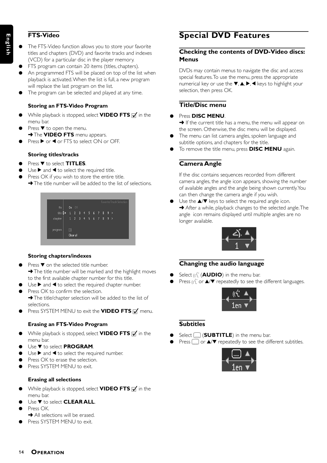 Philips DVD-703 manual Special DVD Features 