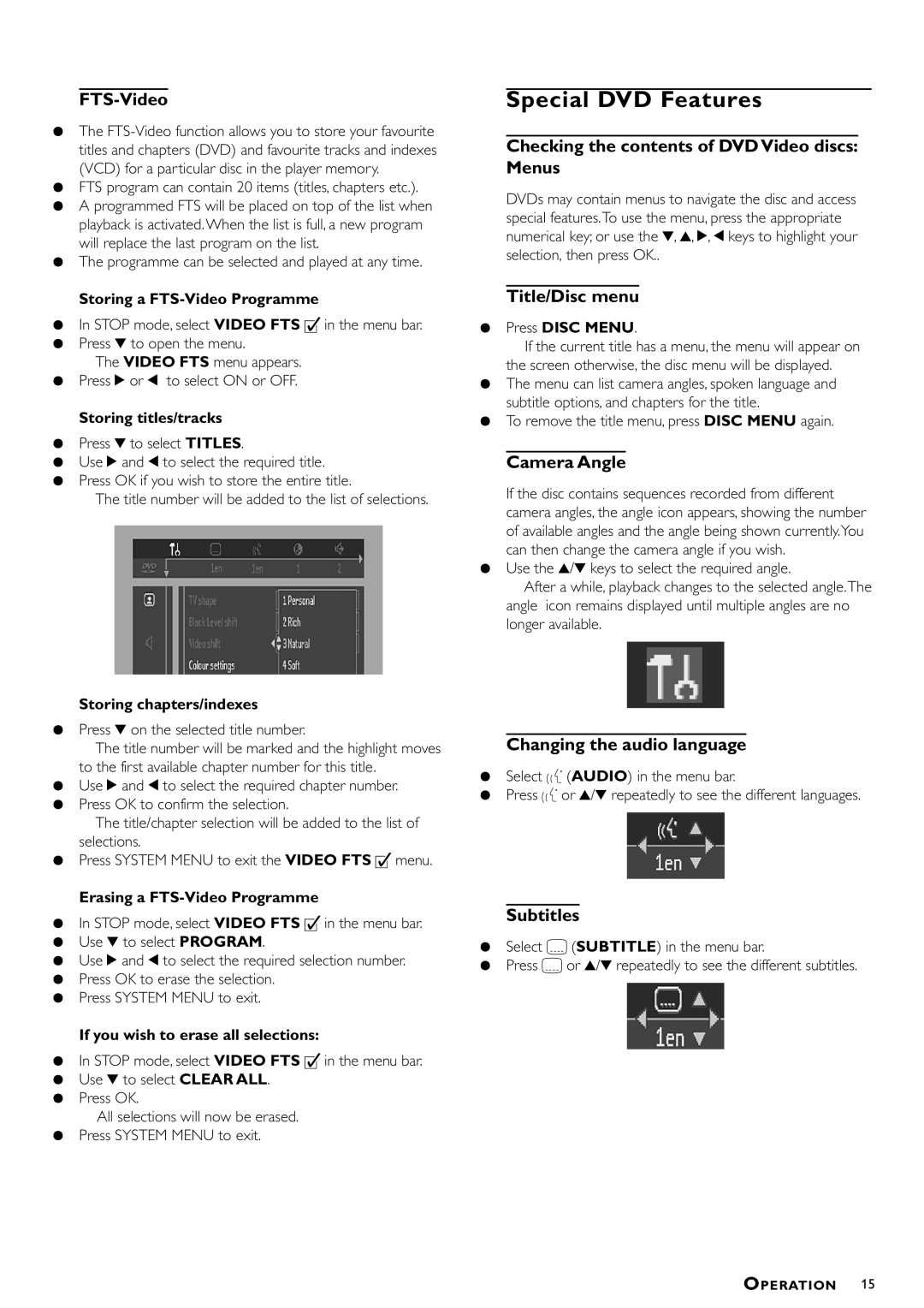 Philips DVD-722 manual Special DVD Features 