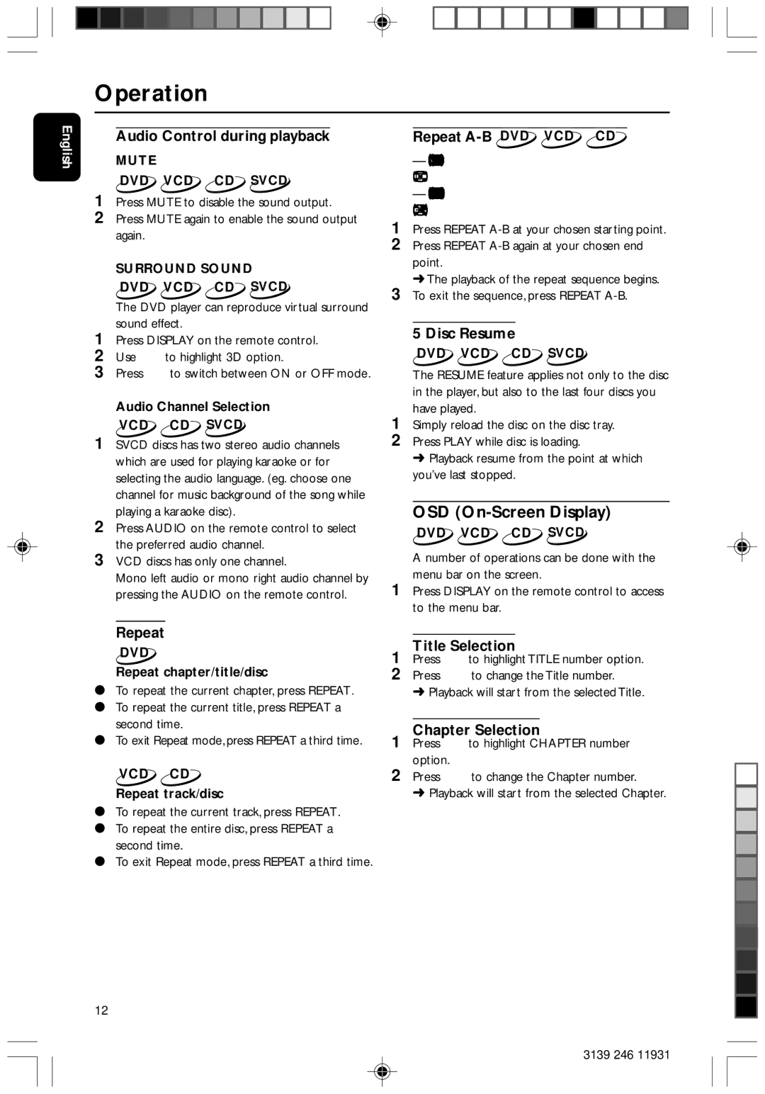 Philips Dvd 733 manual OSD On-Screen Display 