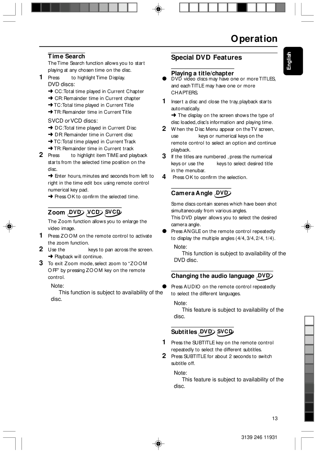 Philips Dvd 733 manual Special DVD Features 