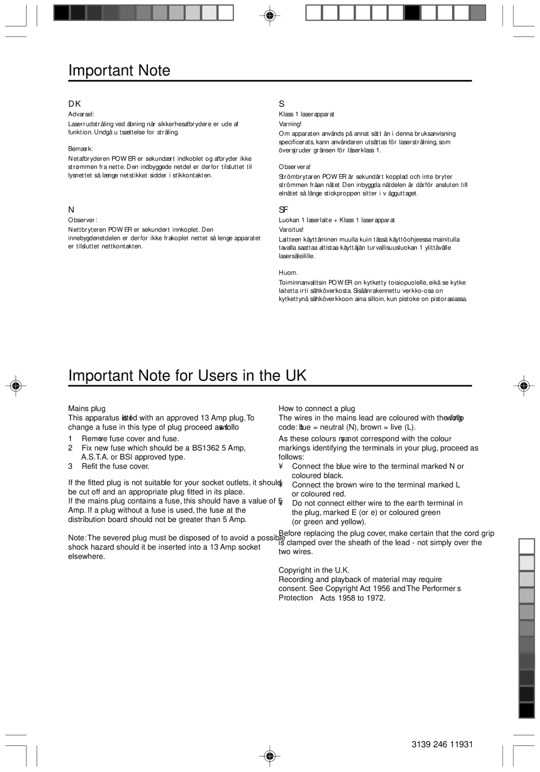 Philips Dvd 733 manual Important Note 