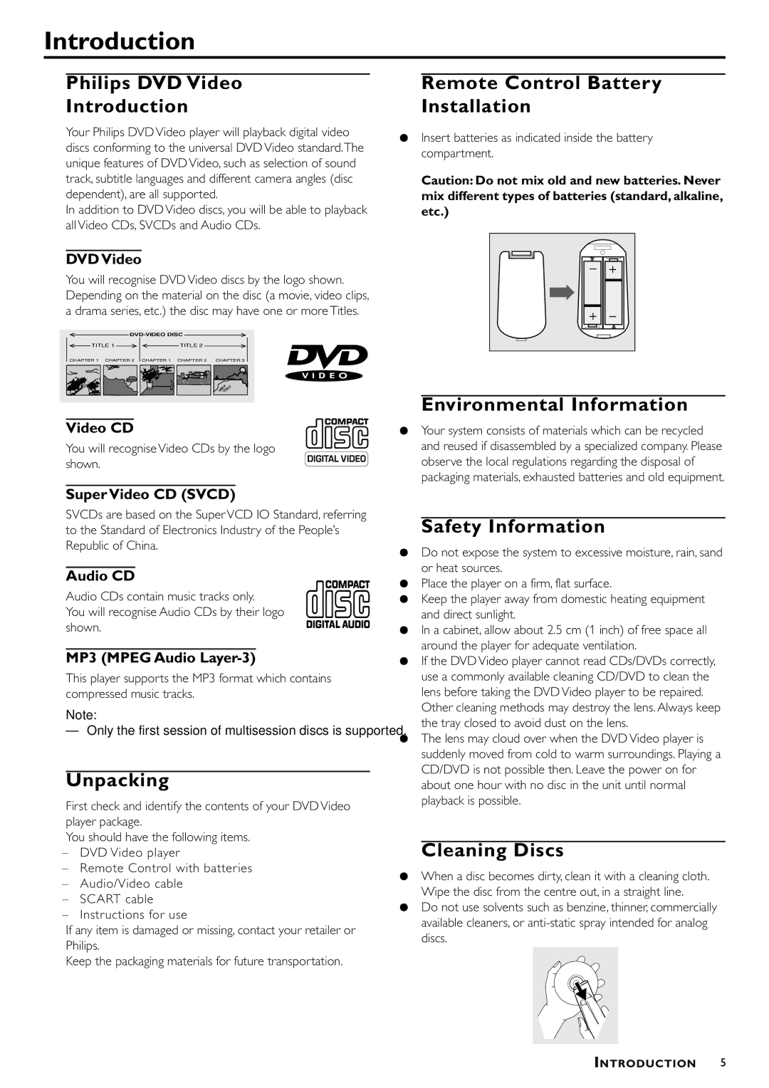 Philips DVD-762/051 manual Introduction 