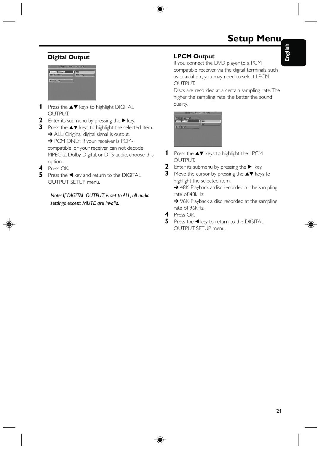 Philips DVD425 manual Digital Output, Lpcm Output 