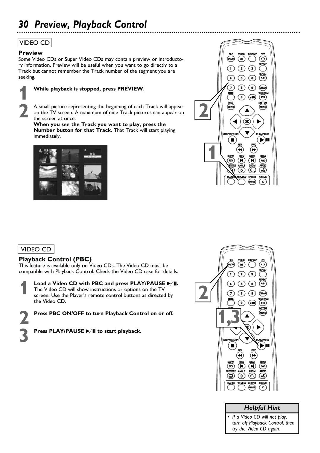 Philips DVD580M owner manual Preview, Playback Control, Playback Control PBC 