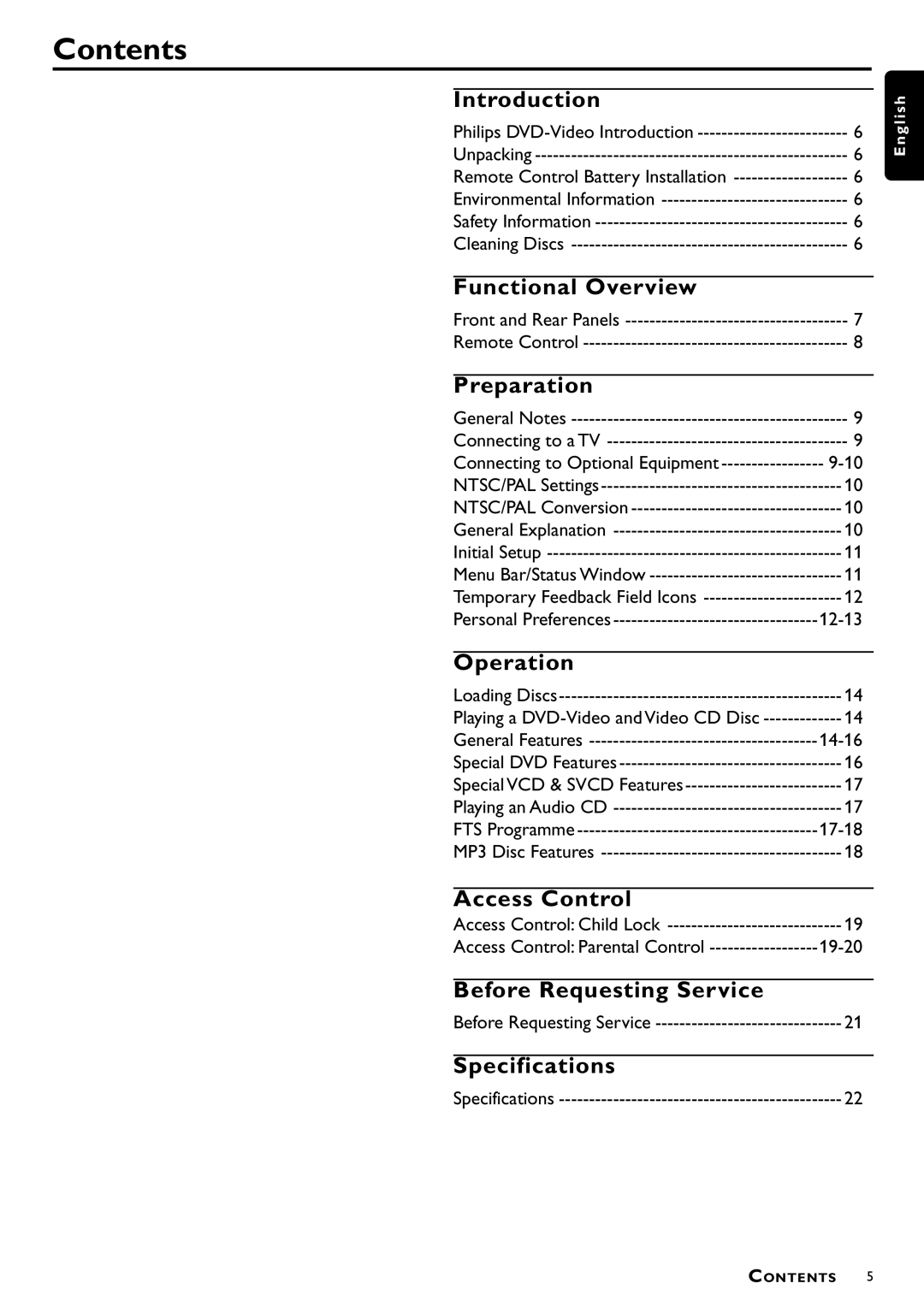 Philips DVD-612, DVD612S/25 manual Contents 