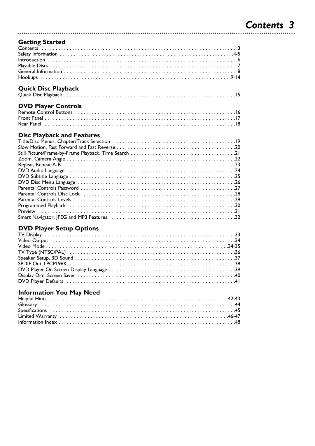 Philips DVD615AT98 owner manual Contents 