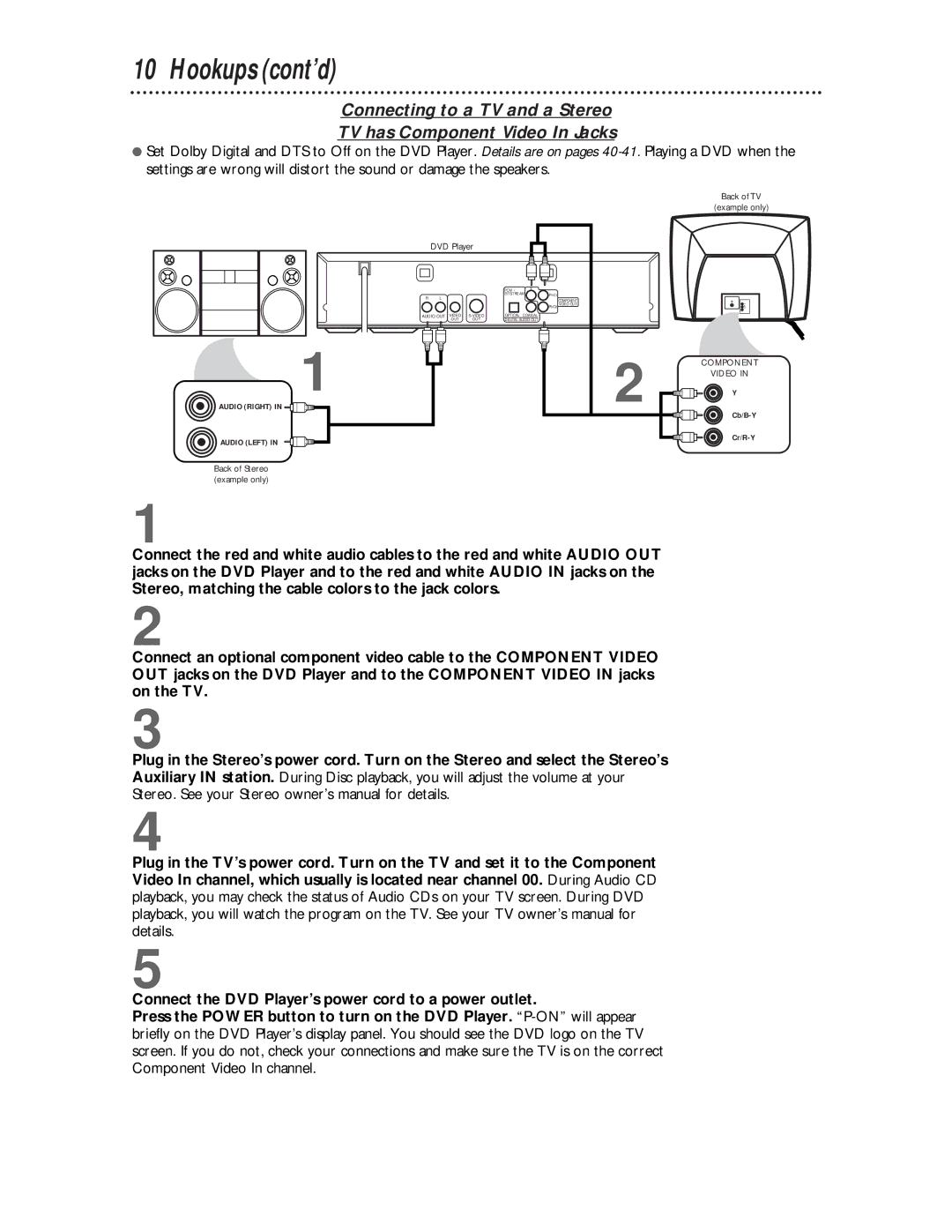 Philips DVD621 owner manual Component Video 