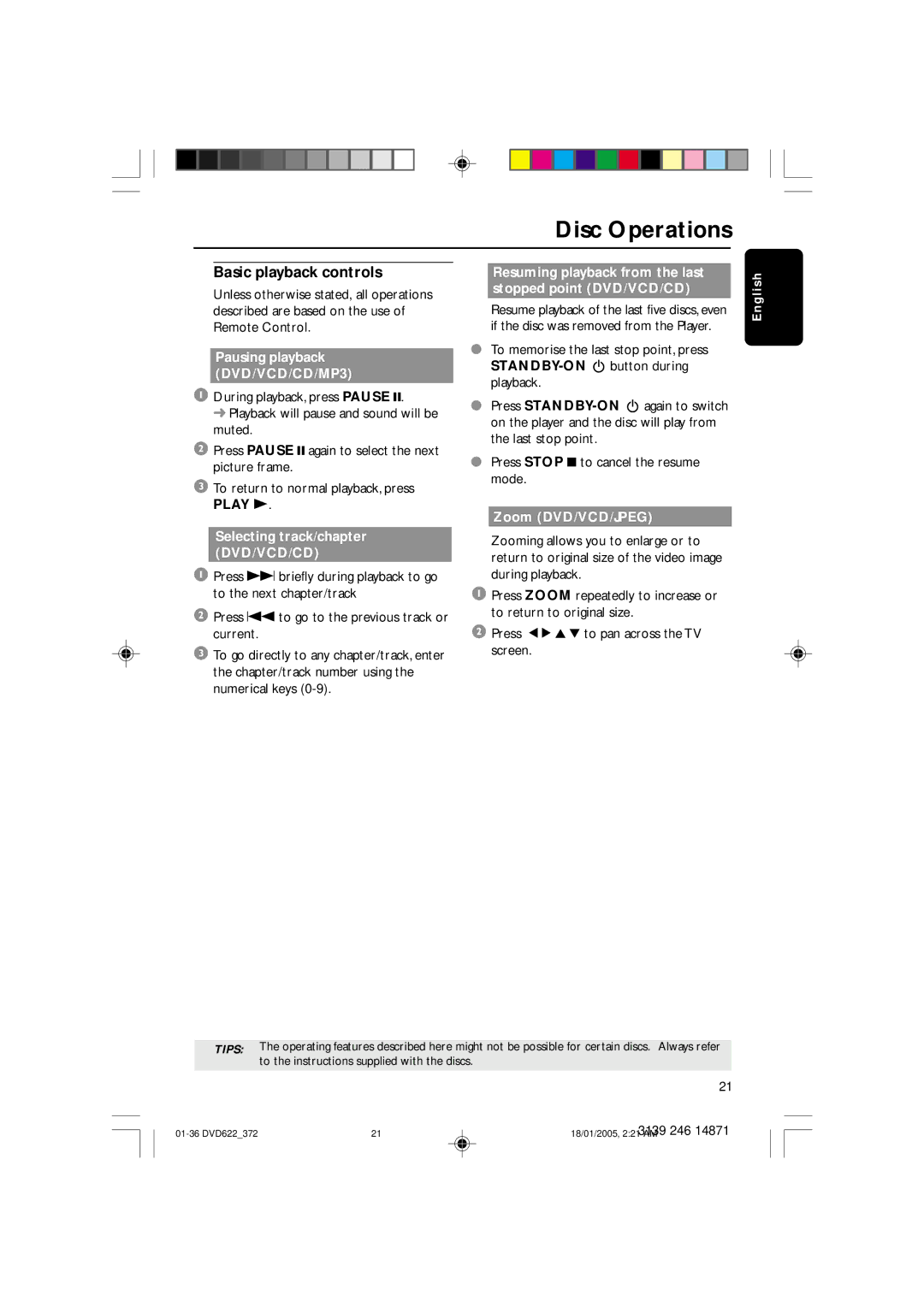 Philips DVD622 user manual Basic playback controls, Play B 