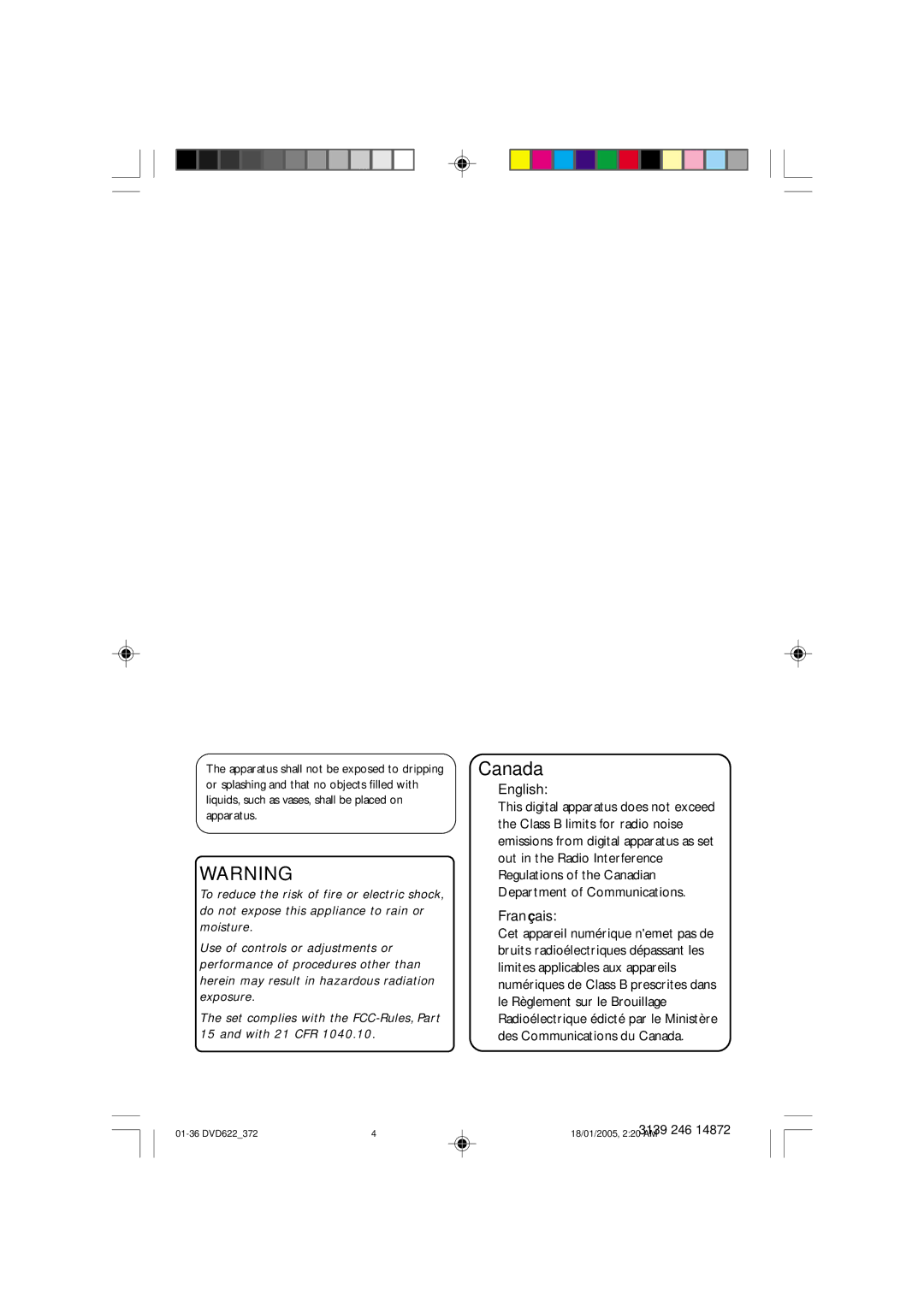 Philips DVD622 user manual English, Français 