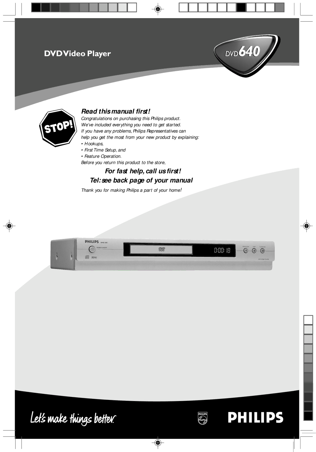 Philips DVD640/001 manual Read this manual rst 