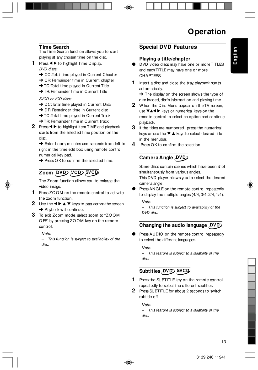 Philips DVD640/001 manual Special DVD Features 