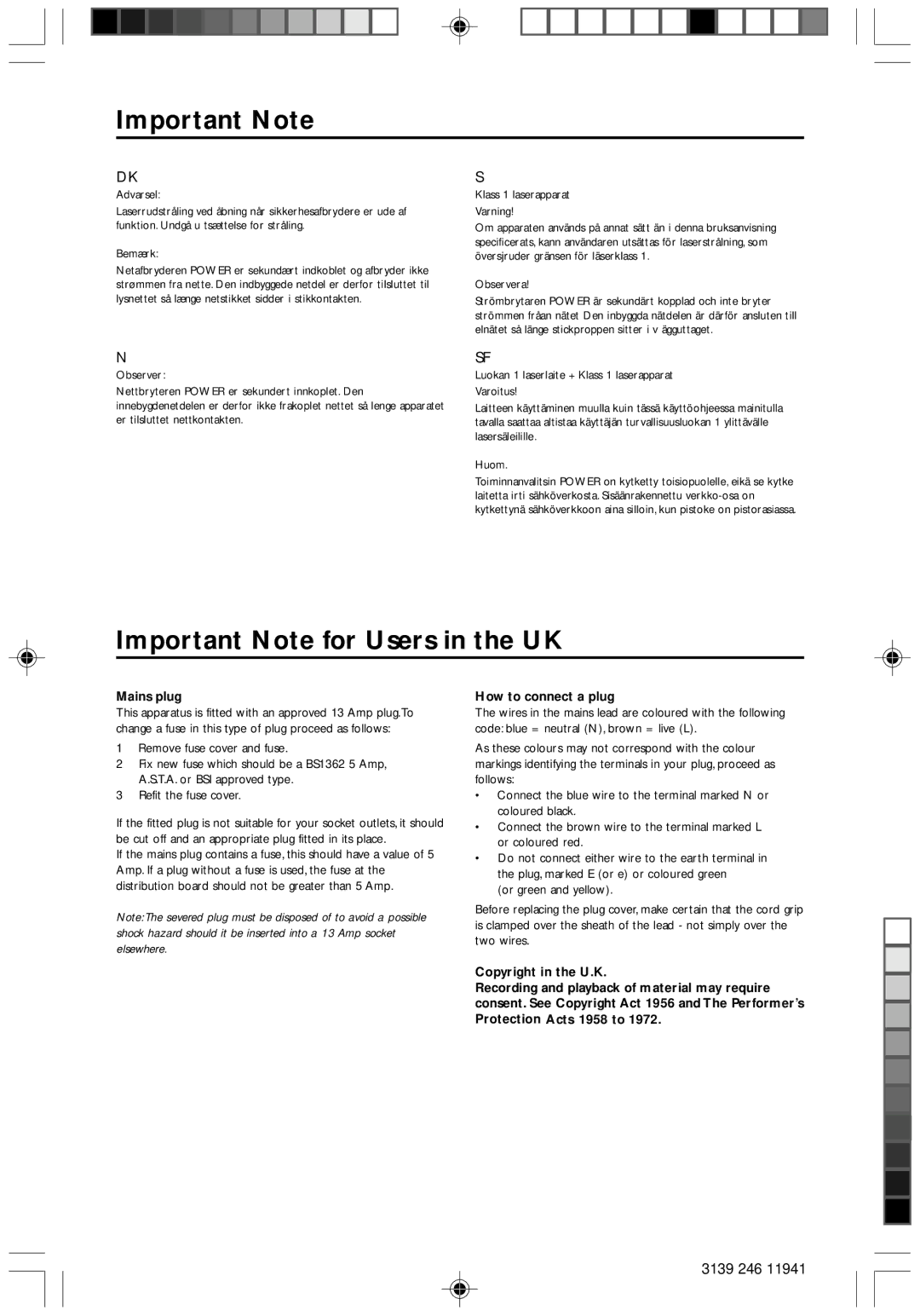 Philips DVD640/001 manual Important Note 