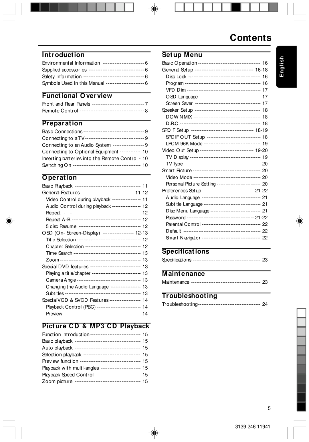 Philips DVD640/001 manual Contents 