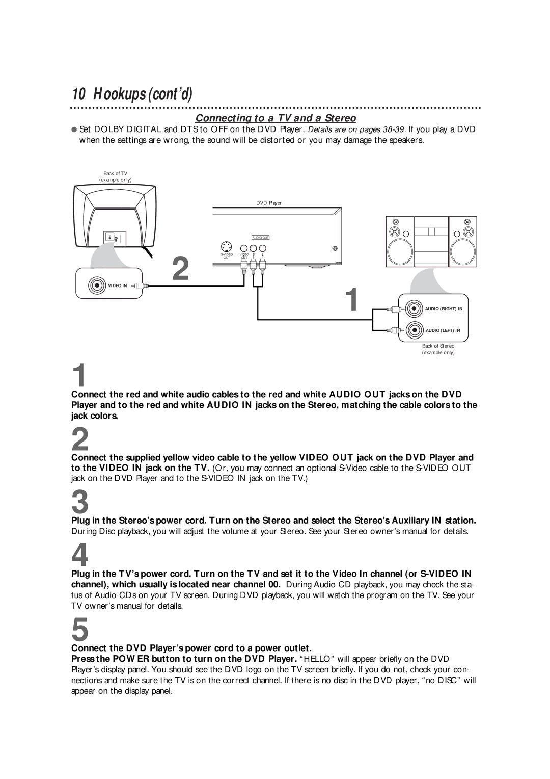 Philips DVD700/P02, DVD700AT owner manual Connecting to a TV and a Stereo 