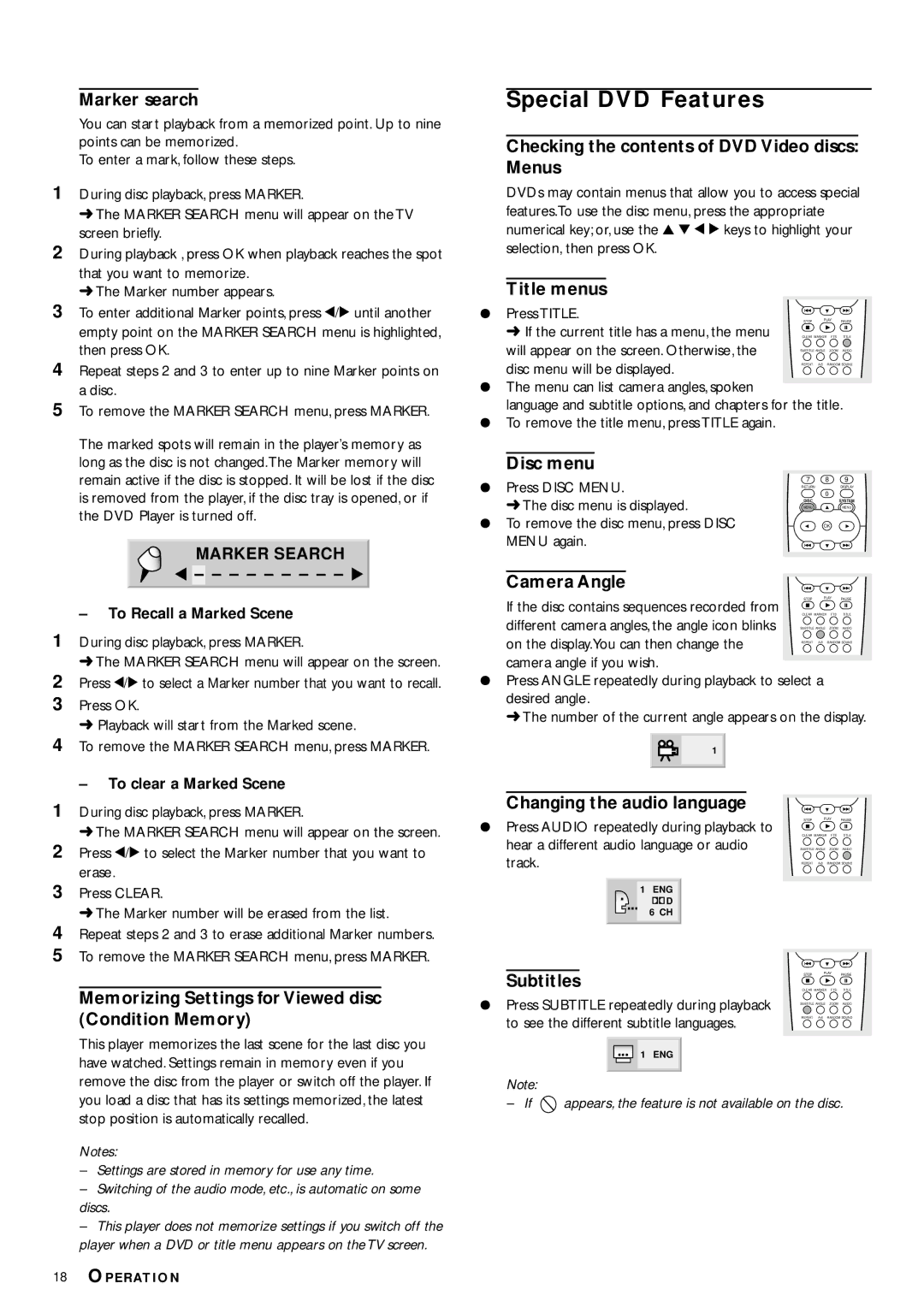 Philips DVD702 owner manual Special DVD Features 