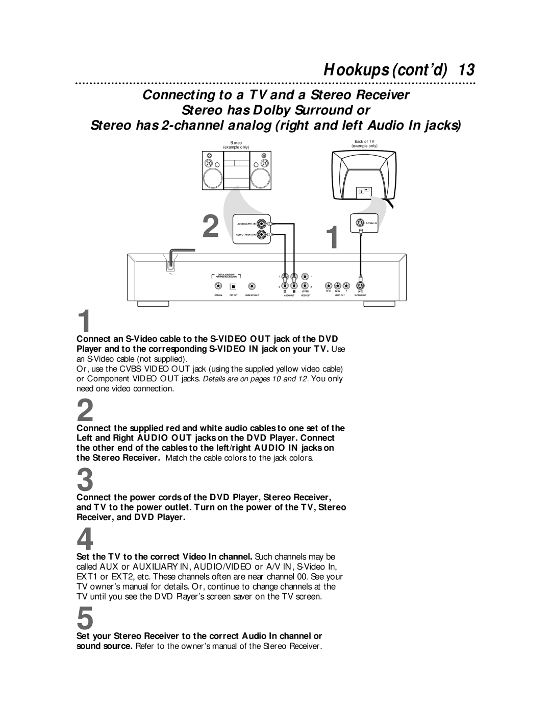 Philips DVD712 owner manual Stereo 