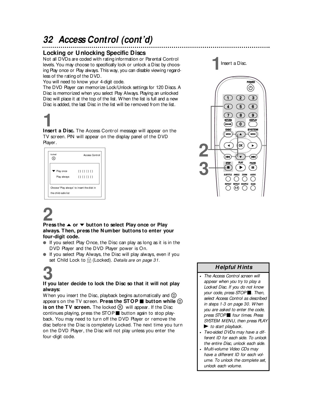 Philips DVD712 owner manual Locking or Unlocking Specific Discs 