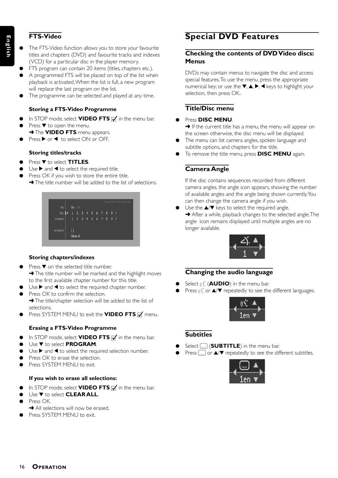 Philips DVD712/G51 manual Special DVD Features 