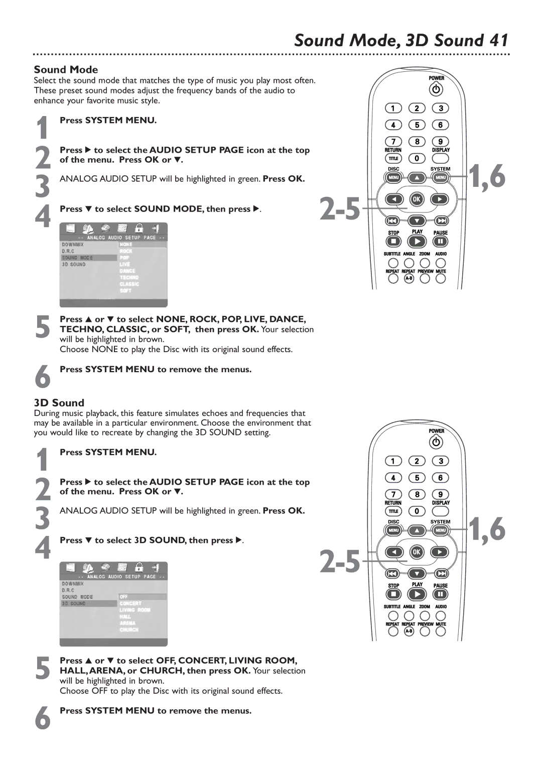 Philips DVD726 owner manual Sound Mode, 3D Sound 