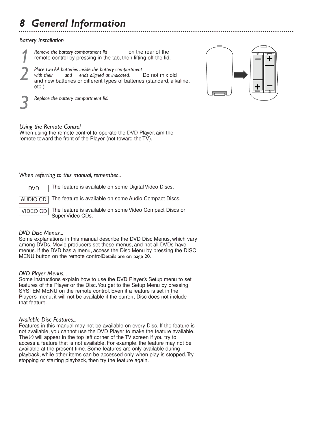 Philips DVD726 owner manual General Information 