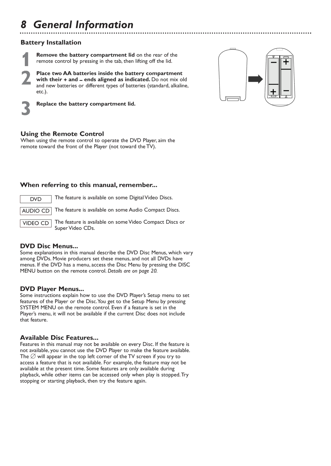 Philips DVD726v2 owner manual General Information 