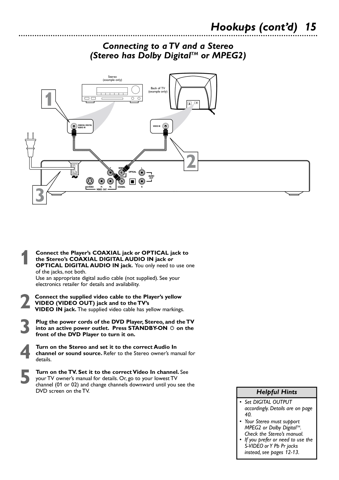 Philips DVD727 owner manual Set Digital Output 