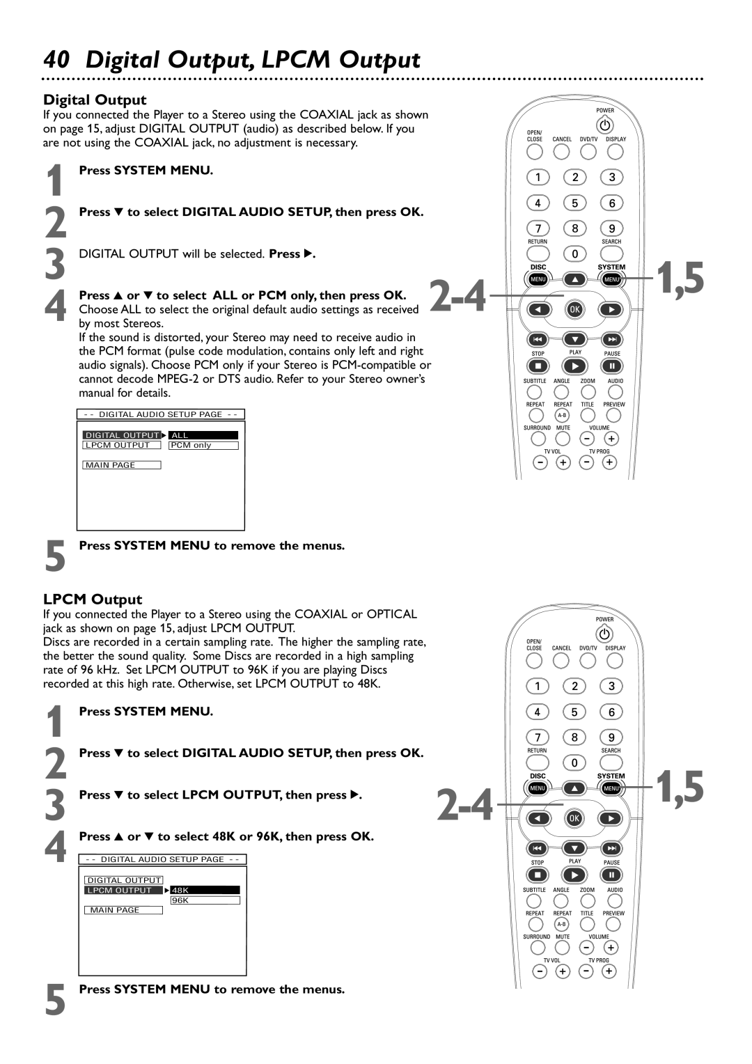 Philips DVD727 owner manual Digital Output, Lpcm Output 