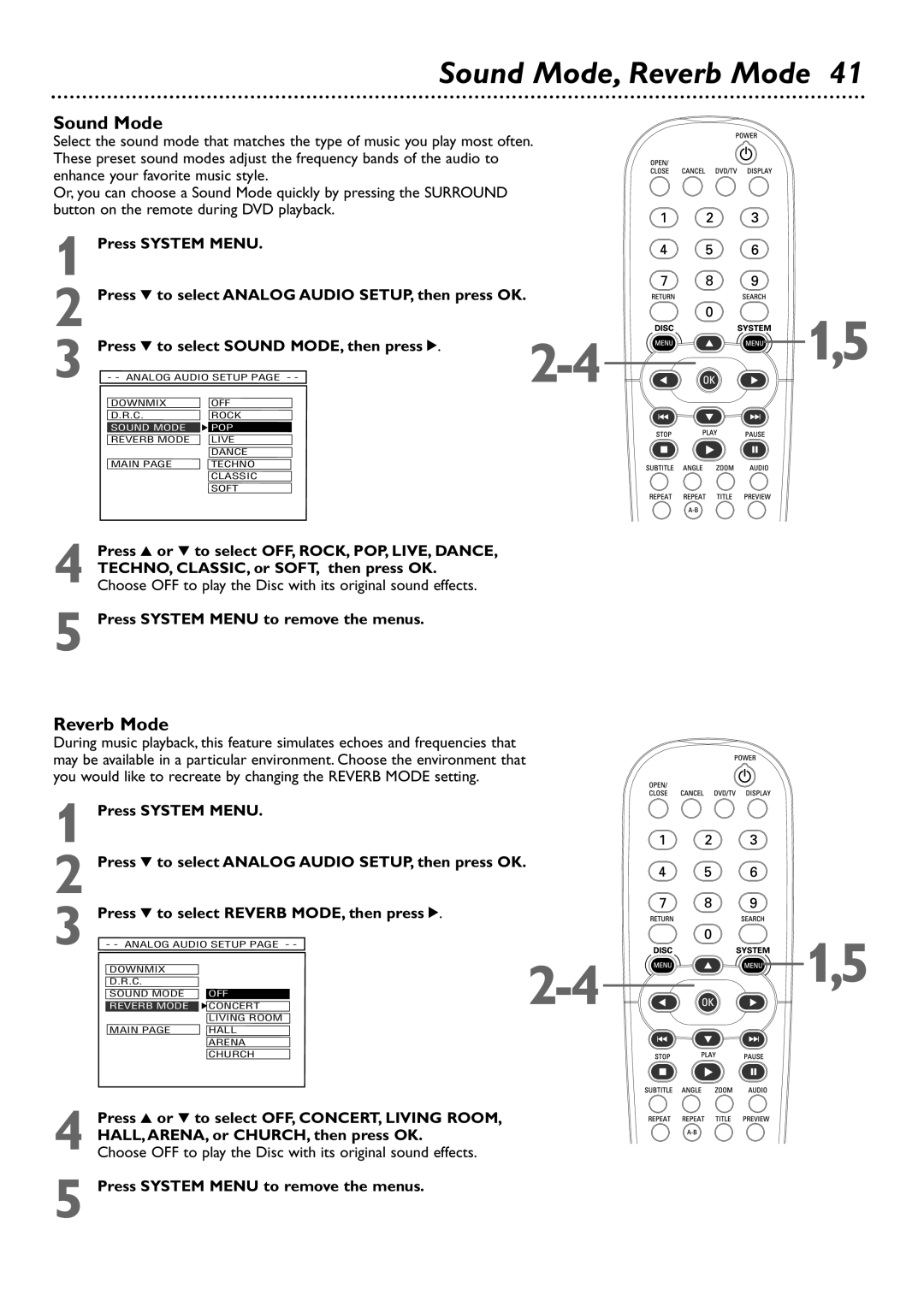 Philips DVD727 owner manual Sound Mode, Reverb Mode 