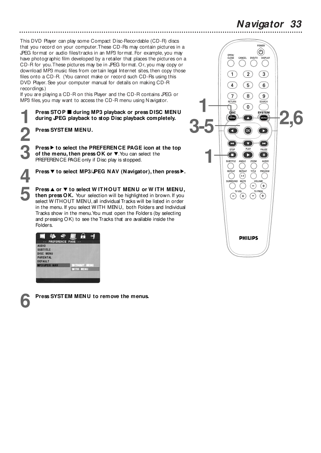 Philips DVD727/99 owner manual Navigator 