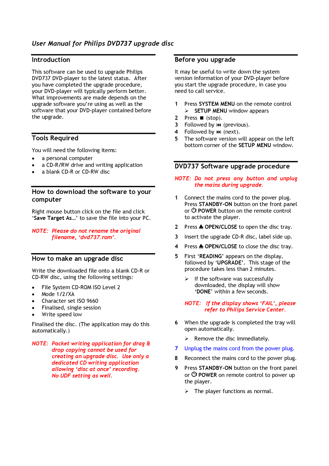 Philips DVD737 user manual Introduction, Tools Required, Before you upgrade, How to download the software to your computer 